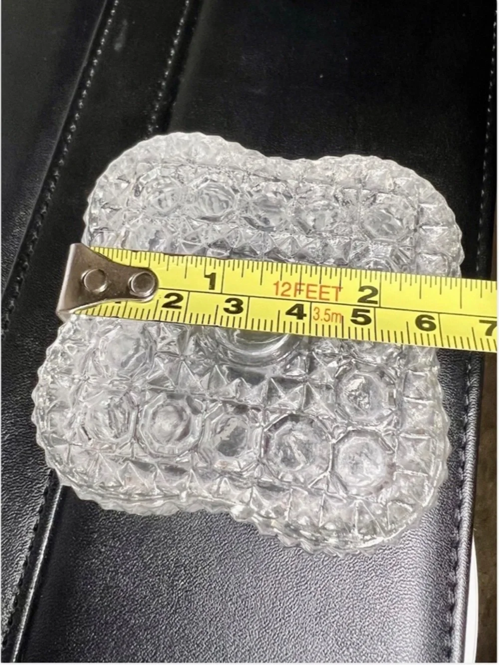 Vintage Square Cut Glass Jewelry Trinket Vanity Ring Box 2 ½”